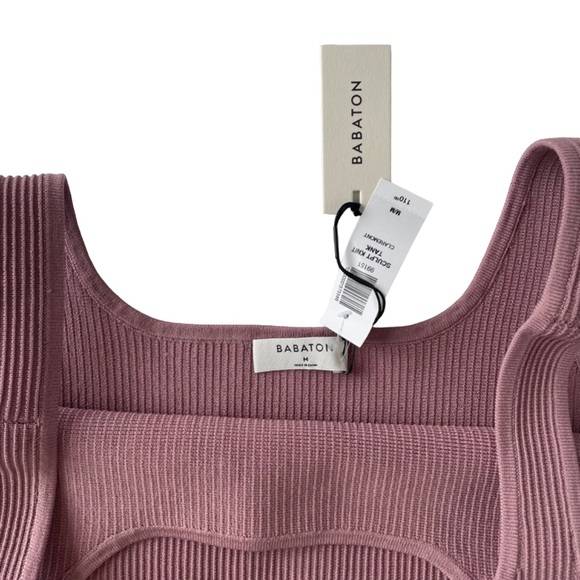 Babaton Sculpt Knit Squareneck Mini Dress in Taupe - Picture 2 of 7